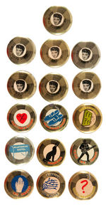 ELVIS PRESLEY C. 1956 GOLD RECORDS PARTIAL AND COMPLETE BUTTON SETS.