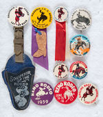 RODEO GROUP OF TEN BUTTONS 1930s-1959 WITH NUMEROUS RARITIES.