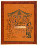 COMEDIAN HENNY YOUNGMAN “LOU COSTELLO TENT” AWARD PLAQUE.