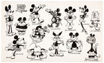 “THE MOUSE CLUB” SIGNED  FABRIC AND WARD KIMBALL MICKEY MOUSE MODEL SHEET.