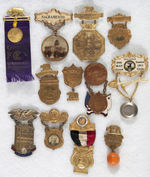 TWELVE CALIFORNIA FRATERNAL GROUP AND CONVENTION BADGES FROM EARLY 1900s.