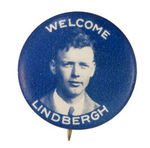 "WELCOME LINDBERGH" TOUR OF U.S.A. BUTTON.