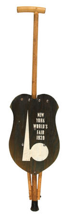 NEW YORK WORLD'S FAIR 1939 CANE SEAT VARIETY PAIRWITH DECAL VARIATION & SHIELD-SHAPED SEAT.