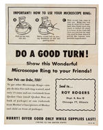 ROY ROGERS MICROSCOPE RING INSTRUCTION SHEET.