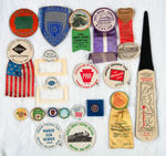 RAILROAD COLLECTION OF 20 BUTTONS, BADGES AND LETTER OPENER.
