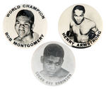 THREE FAMOUS BOXER BUTTONS FROM THE 1940s.