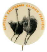 "CAWSTON CALIFORNIA OSTRICH FEATHERS" EARLY BUTTON.