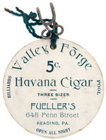 WASHINGTON EARLY CARDBOARD WITH HANGER WHICH HAS REVERSE AD FOR “VALLEY FORGE HAVANA CIGAR.”