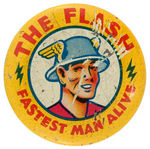 "THE FLASH FASTEST MAN ALIVE" 1942 COMIC BOOK PREMIUM BUTTON.