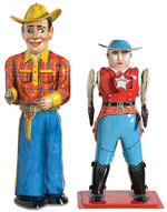 COWBOY WIND-UP AND TARGET TOY PAIR.