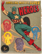 "AMAZING MARVEL SUPER HEROES" FLEXI-RINGS ON VENDING MACHINE INSERT CARD.