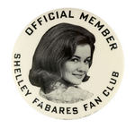 "OFFICIAL MEMBER SHELLEY FABARES FAN CLUB" RARE BUTTON.