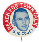 "BOB COUSY" FAMOUS BOSTON CELTICS BASKETBALL STAR BUTTON FROM CPB.