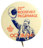 BOY SCOUT BUTTON FOR 1941 PILGRIMAGE TO THEODORE ROOSEVELT’S GRAVE FROM THE HAKE COLLECTION.