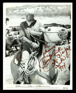 JOHN WAYNE SIGNED ORIGINAL 1972 PROMOTIONAL 8x10” PHOTO FOR "THE COWBOYS".