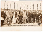 FAMOUS BOXERS "AT THE RINGSIDE, JOHNSON-JEFFRIES CONTEST" 1910 POSTCARD AND PHOTO.