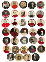COLLECTION OF 34 RELIGIOUS LEADER BUTTONS, MOSTLY CATHOLIC CARDINALS.