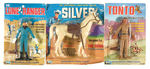 LONE RANGER/TONTO/SILVER "SUPERFLEX" FIGURES ON CARDS.
