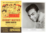 JOHNNY MATHIS COPACABANA RELATED SIX PIECE LOT INCLUDING SIGNED CONTRACT.