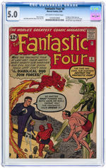 "FANTASTIC FOUR" #6 SEPTEMBER 1962 CGC 5.0 VG/FINE.
