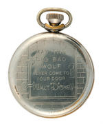 THREE LITTLE PIGS POCKET WATCH WITH ANIMATED BIG BAD WOLF BY INGERSOLL.