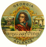 “GEORGIA” STATE BUTTON IN SUPERB COLOR PICTURING “OGLETHORPE.”