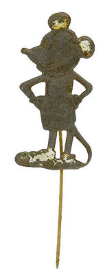 MICKEY MOUSE EXTREMELY EARLY TIN STICKPIN SHOWING HIM WITH FIVE FINGERS.