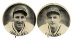 CHICAGO CUBS BUTTON PAIR INCLUDING ONE UNLISTED IN HAKE GUIDE.