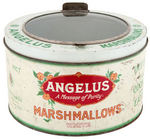 “ANGELUS MARSHMALLOWS “ STORE DISPLAY TIN W/PATENTED GLASS OPENING LID.
