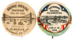 NEW YORK CITY HISTORIC BRIDGE OPENING BUTTONS FROM 1903 AND 1909 AND CPB.
