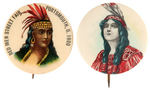 INDIAN MAN AND WOMAN EARLY COLORFUL BUTTONS FROM CPB.