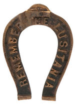 LUSITANIA UNUSUAL BRASS HORSESHOE DATED TWO YEARS AFTER THE SINKING.