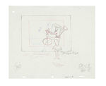 WILMA FLINTSTONE PENCIL DRAWING SIGNED BY VOICE ACTRESS.
