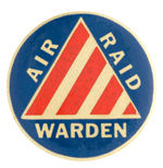 “AIR RAID WARDEN” WORLD WAR II BUTTON WHICH GLOWS IN DARK FROM MINNESOTA BANK.