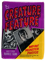 "CREATURE FEATURE/YOU'LL DIE LAUGHING" TOPPS FULL GUM CARD 10¢ DISPLAY BOX.