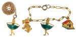 SHIRLEY TEMPLE ENAMEL ON BRASS NECKLACE WITH MATCHING CHARM BRACELET.