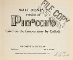 “PINOCCHIO” FILE COPY HARDCOVER WITH DUST JACKET.