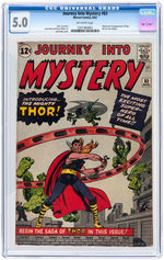 "JOURNEY INTO MYSTERY" #83 AUGUST 1962 CGC 5.0 VG/FINE - FIRST APPEARANCE OF THE MIGHTY THOR.