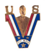 FOUR HIGH QUALITY VICTORY PINS INCLUDING PAIR FOR RELATIVES.