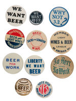 ANTI-PROHIBITION GROUP OF ELEVEN ITEMS CIRCA 1920s AND EARLY 1930s.