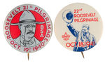 "ROOSEVELT PILGRIMAGE" PAIR OF 1940 AND 1941 BUTTONS.