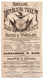 HAYES & WHEELER 1876 MASSACHUSETTS BALLOT.