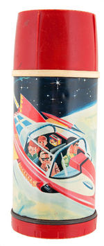 "MIKE MERCURY'S SUPERCAR ORBITAL FOOD CONTAINER" METAL LUNCHBOX WITH THERMOS.
