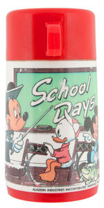 MICKEY MOUSE & DONALD DUCK "SCHOOL DAYS" METAL LUNCHBOX WITH THERMOS.