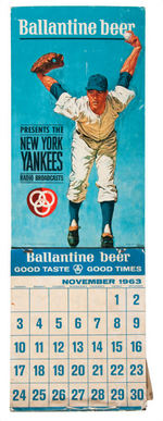 “BALLANTINE BEER PRESENTS THE NEW YORK YANKEES” 1963 ADVERTISING CALENDAR.