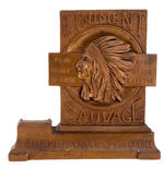 “SAUVAGE LINIMENT” LARGE CAST PLASTER STORE DISPLAY WITH NATIVE AMERICAN.