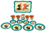 "THE GINGHAM DOG AND THE CALICO CAT" TEA SET WITH ART BY FERN BISEL PEAT.