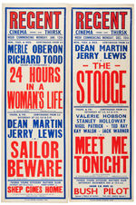DEAN MARTIN AND JERRY LEWIS "THE STOOGE/SAILOR BEWARE" 1952-53 ENGLISH INSERT POSTER PAIR.