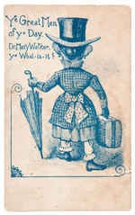 SATIRICAL 1890s MEDICAL TRADE CARD FEATURING CIVIL WAR SURGEON/FEMINIST DR. MARY WALKER.