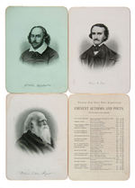 “EMINENT AUTHORS AND POETS” 19th CENTURY CARDS NEAR SET.
